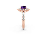 Rose gold Cushion Cut Cut Diamond Floral Halo Pave Band with Prong Setting_2