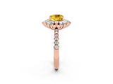 Rose gold Cushion Cut Cut Diamond Floral Halo Pave Band with Prong Setting_2