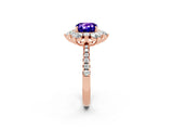 Rose gold Cushion Cut Cut Diamond Floral Halo Pave Band with Prong Setting_2