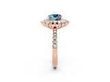 Rose gold Cushion Cut Cut Diamond Floral Halo Pave Band with Prong Setting_2