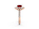 Rose gold Cushion Cut Cut Diamond Floral Halo Pave Band with Prong Setting_2