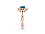 Rose gold Cushion Cut Cut Diamond Floral Halo Pave Band with Prong Setting_2