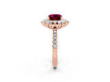 Rose gold Cushion Cut Cut Diamond Floral Halo Pave Band with Prong Setting_2