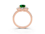 Rose gold Cushion Cut Cut Diamond Floral Halo Pave Band with Prong Setting_3