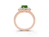 Rose gold Cushion Cut Cut Diamond Floral Halo Pave Band with Prong Setting_3