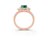 Rose gold Cushion Cut Cut Diamond Floral Halo Pave Band with Prong Setting_3