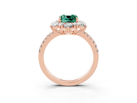 Rose gold Cushion Cut Cut Diamond Floral Halo Pave Band with Prong Setting_3