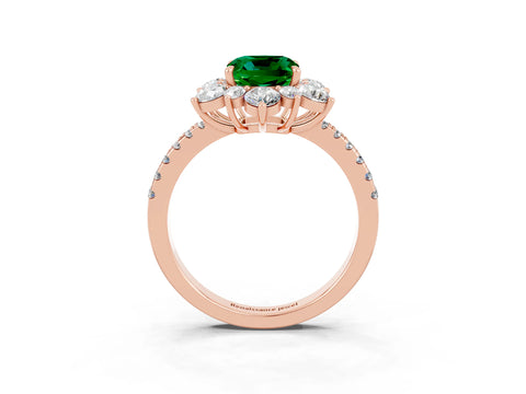 Rose gold Cushion Cut Cut Diamond Floral Halo Pave Band with Prong Setting_3