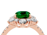 Rose gold Cushion Cut Cut Diamond Floral Halo Pave Band with Prong Setting_4