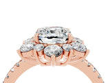 Rose gold Cushion Cut Cut Diamond Floral Halo Pave Band with Prong Setting_4