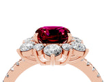 Rose gold Cushion Cut Cut Diamond Floral Halo Pave Band with Prong Setting_4