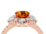 Rose gold Cushion Cut Cut Diamond Floral Halo Pave Band with Prong Setting_4