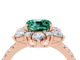 Rose gold Cushion Cut Cut Diamond Floral Halo Pave Band with Prong Setting_4