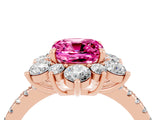 Rose gold Cushion Cut Cut Diamond Floral Halo Pave Band with Prong Setting_4