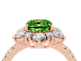 Rose gold Cushion Cut Cut Diamond Floral Halo Pave Band with Prong Setting_4