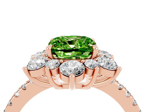 Rose gold Cushion Cut Cut Diamond Floral Halo Pave Band with Prong Setting_4