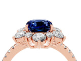 Rose gold Cushion Cut Cut Diamond Floral Halo Pave Band with Prong Setting_4