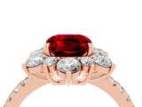 Rose gold Cushion Cut Cut Diamond Floral Halo Pave Band with Prong Setting_4