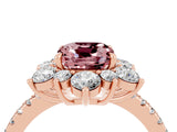 Rose gold Cushion Cut Cut Diamond Floral Halo Pave Band with Prong Setting_4