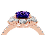 Rose gold Cushion Cut Cut Diamond Floral Halo Pave Band with Prong Setting_4