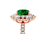 Rose gold Cushion Cut Cut Diamond Floral Halo Pave Band with Prong Setting_5