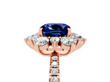 Rose gold Cushion Cut Cut Diamond Floral Halo Pave Band with Prong Setting_5