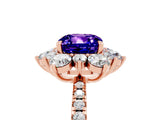 Rose gold Cushion Cut Cut Diamond Floral Halo Pave Band with Prong Setting_5