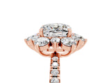 Rose gold Cushion Cut Cut Diamond Floral Halo Pave Band with Prong Setting_5