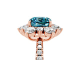 Rose gold Cushion Cut Cut Diamond Floral Halo Pave Band with Prong Setting_5