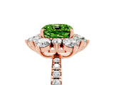 Rose gold Cushion Cut Cut Diamond Floral Halo Pave Band with Prong Setting_5