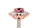 Rose gold Cushion Cut Cut Diamond Floral Halo Pave Band with Prong Setting_5