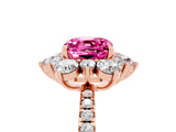 Rose gold Cushion Cut Cut Diamond Floral Halo Pave Band with Prong Setting_5