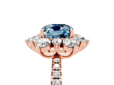 Rose gold Cushion Cut Cut Diamond Floral Halo Pave Band with Prong Setting_5