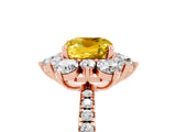 Rose gold Cushion Cut Cut Diamond Floral Halo Pave Band with Prong Setting_5