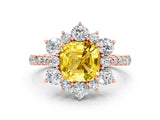 Rose gold Cushion Cut Cut Diamond Floral Halo Pave Band with Prong Setting