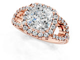 Rose gold Cushion Cut Cut Diamond Halo Engagement Ring with Open Split Pavé Band_10