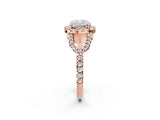 Rose gold Cushion Cut Cut Diamond Halo Engagement Ring with Open Split Pavé Band_11