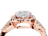 Rose gold Cushion Cut Cut Diamond Halo Engagement Ring with Open Split Pavé Band_13