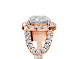 Rose gold Cushion Cut Cut Diamond Halo Engagement Ring with Open Split Pavé Band_14