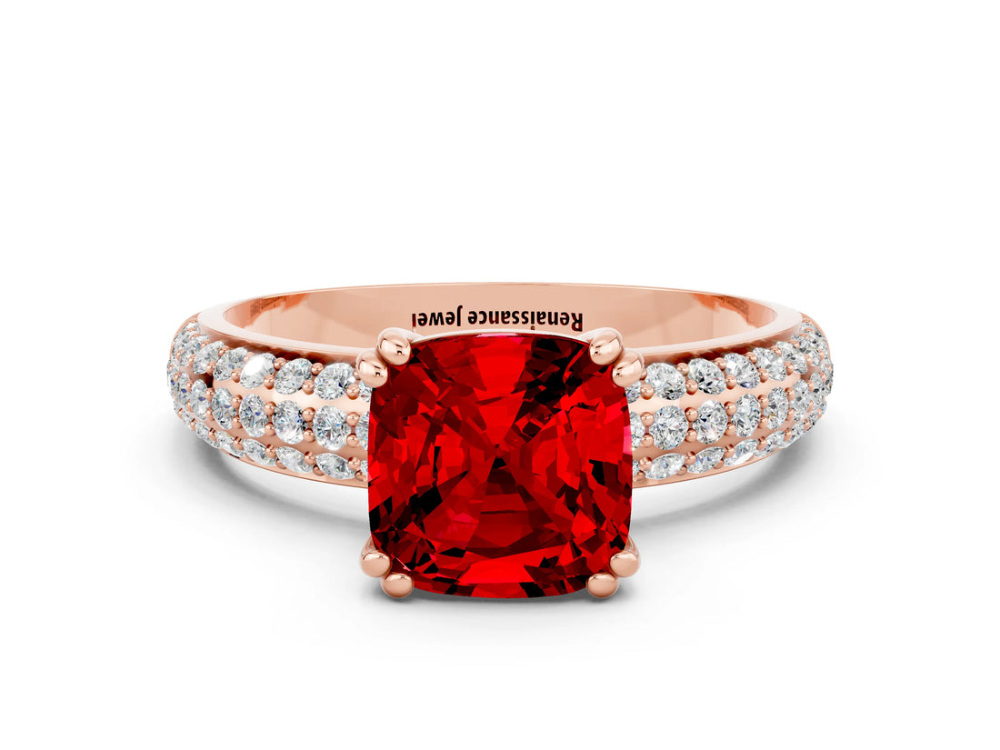 Rose gold Cushion Cut Cut Diamond Milgrain Marquise Band with Prong Setting