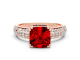 Rose gold Cushion Cut Cut Diamond Milgrain Marquise Band with Prong Setting