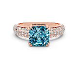 Rose gold Cushion Cut Cut Diamond Milgrain Marquise Band with Prong Setting