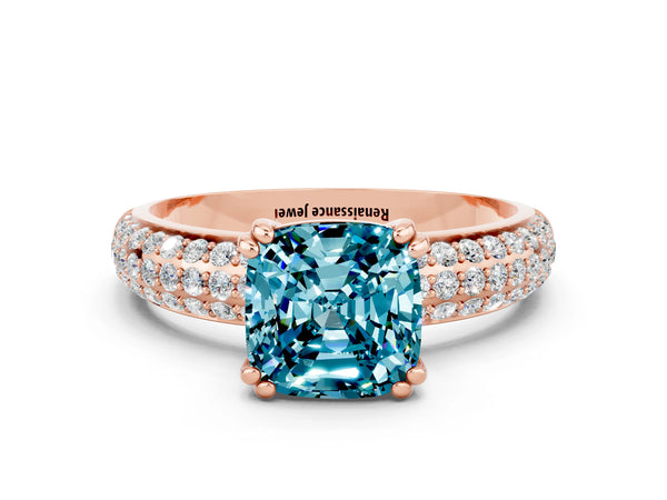 Rose gold Cushion Cut Cut Diamond Milgrain Marquise Band with Prong Setting