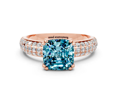 Rose gold Cushion Cut Cut Diamond Milgrain Marquise Band with Prong Setting