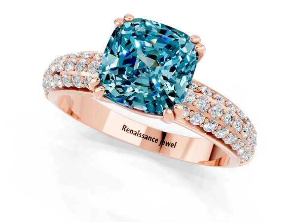 Rose gold Cushion Cut Cut Diamond Milgrain Marquise Band with Prong Setting