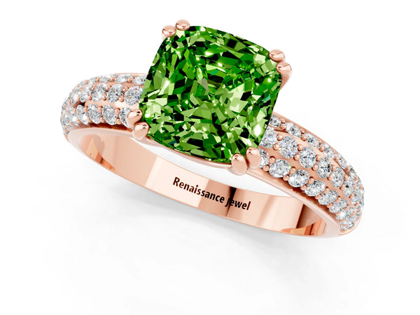 Rose gold Cushion Cut Cut Diamond Milgrain Marquise Band with Prong Setting