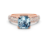 Rose gold Cushion Cut Cut Diamond Milgrain Marquise Band with Prong Setting