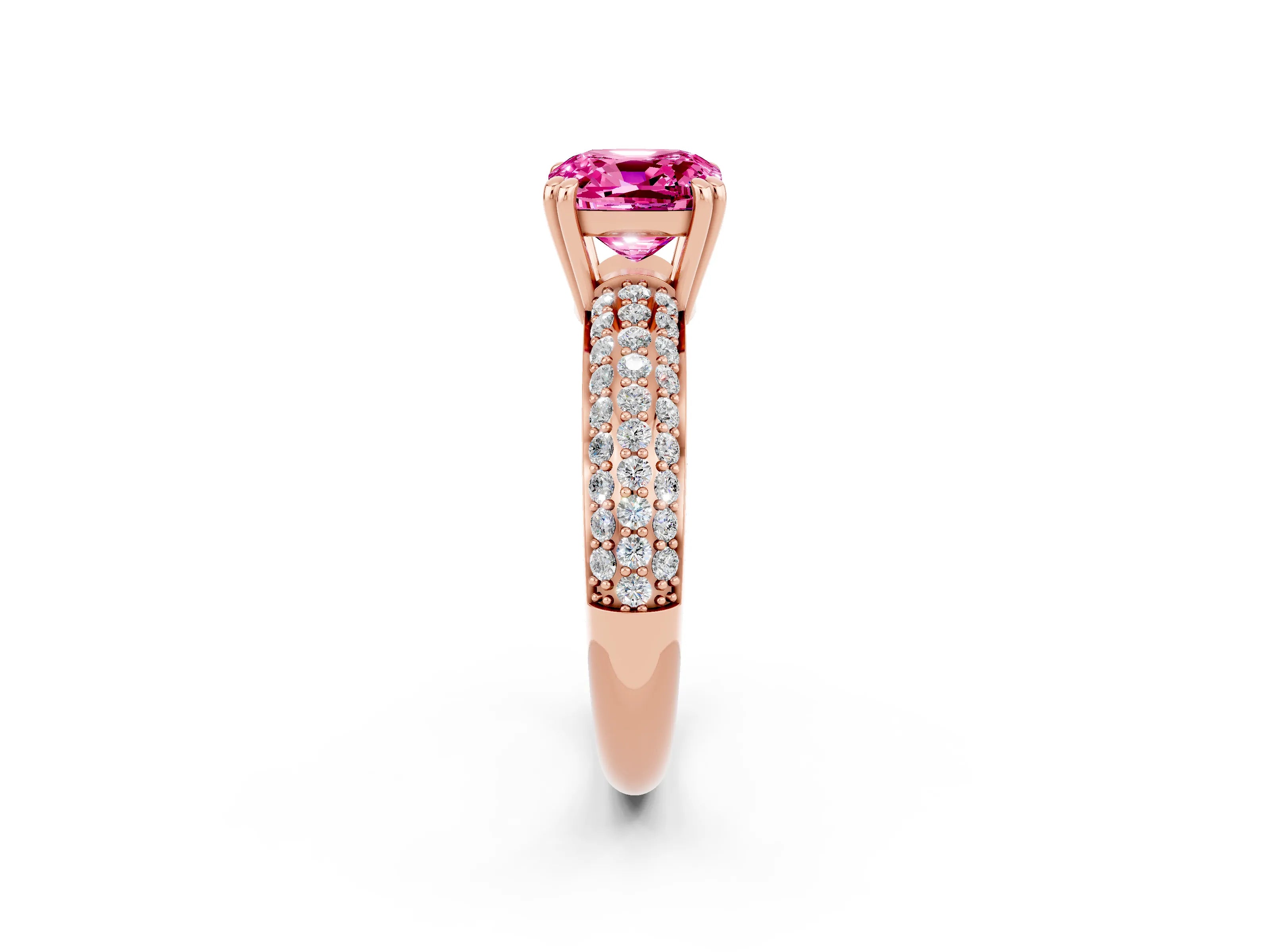 Rose gold Cushion Cut Cut Diamond Milgrain Marquise Band with Prong Setting_2