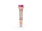 Rose gold Cushion Cut Cut Diamond Milgrain Marquise Band with Prong Setting_2
