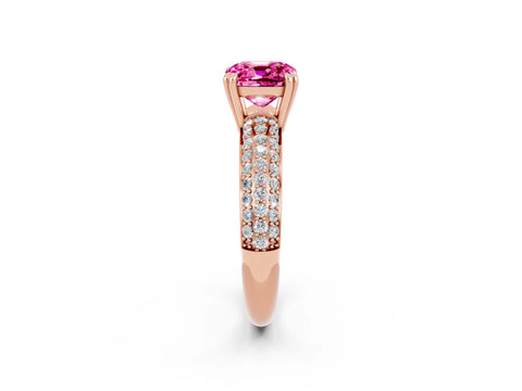 Rose gold Cushion Cut Cut Diamond Milgrain Marquise Band with Prong Setting_2